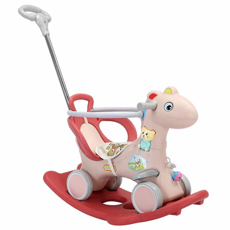 Ngựa bập bênh cho bé đa chức năng, cần đẩy có thể điều chỉnh hướng phù hợp trẻ em 2 - 6 tuổi