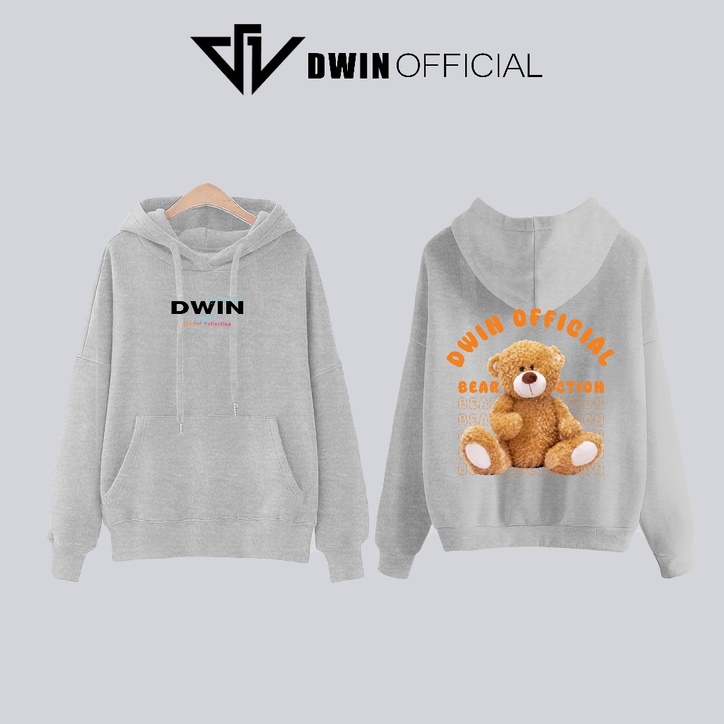 Áo hoodie Bear nỉ unisex DWIN basic nam nữ form rộng oversize local brand SP00062