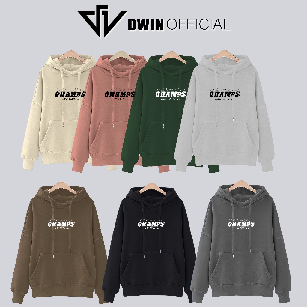 Áo hoodie CHAMS nỉ unisex DWIN basic nam nữ form rộng oversize local brand SP00057