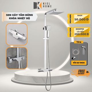 Sen cây tắm đứng đồng mạ crom điều chỉnh khóa nhiệt độ an toàn cho trẻ em và người cao tuổi bảo hành 5 năm - KIEL HOME