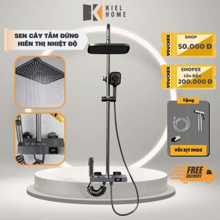 Sen cây tắm đứng phím đàn đồng mạ nano titan xám hàng chính hãng cao cấp bảo hành 5 năm - KIEL HOME