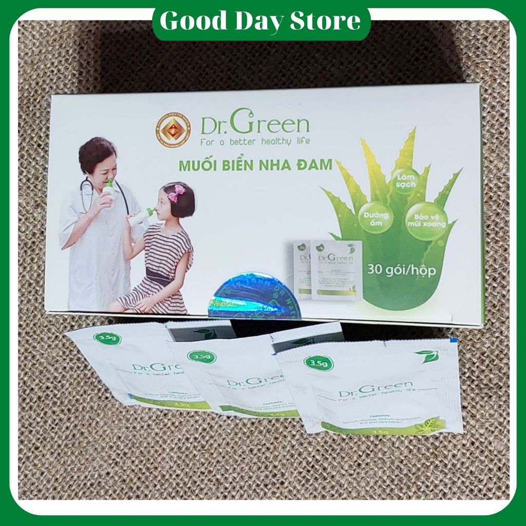 Muối rửa mũi Dr Green nha đam hộp 30 gói