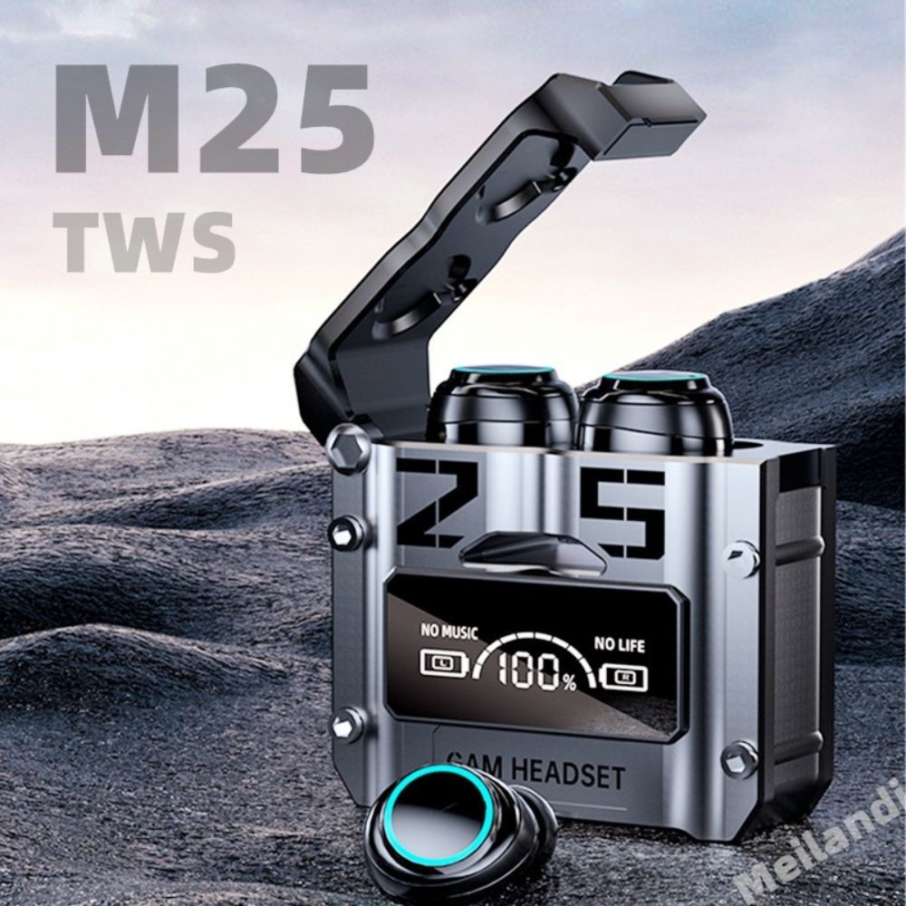 Tai Nghe Bluetooth, Tai Nghe Không Dây Chơi Game M25 Phiên Bản Mới Bluetooth 5.3 Màn Hình Led Hiện Thị, Độ Cực Trễ Thấp