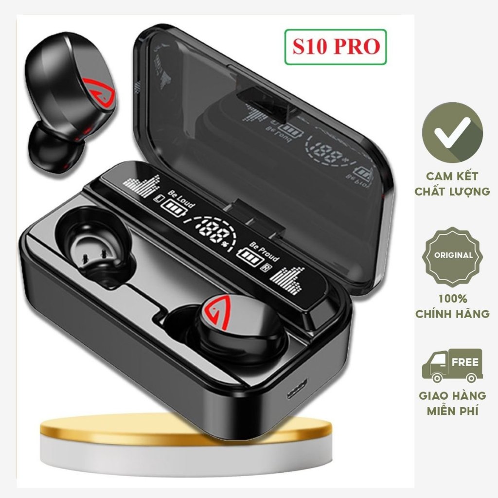 Tai Nghe Bluetooth không dây S10 Pro True Wireless TWS Chống Ồn Bản Quốc Tế Cao Cấp, Kiêm Sạc Dự Phòng