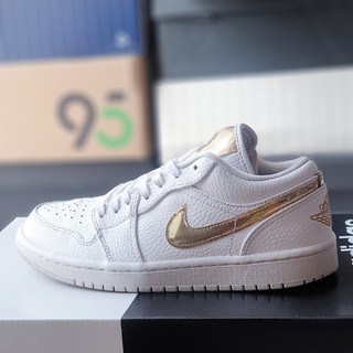 Giày Jordan 1 Low White Metallic Gold, size 37.5, real 2hand
