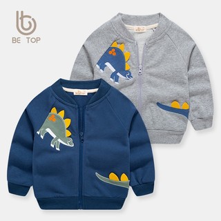 Áo khoác nỉ thu đông bé trai BETOPKIDS , Áo khoác da cá họa tiết khủng long
