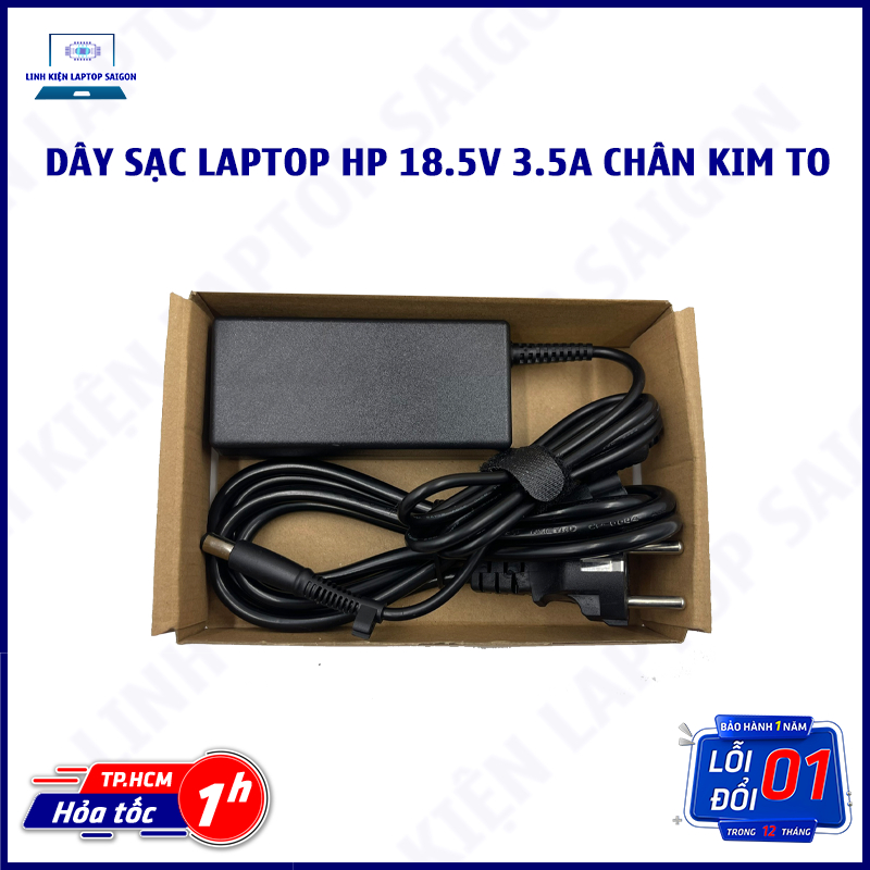 HCM l BH 1 -1 l Dây sạc Laptop Hp 18.5V 3.5A chân kim to l Sạc HP tốt l TẶNG DÂY CÁP - Linh kiện Laptop Sài Gòn
