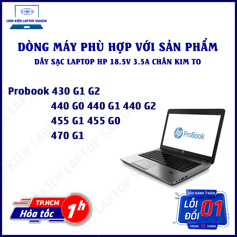 HCM l BH 1 -1 l Dây sạc Laptop Hp 18.5V 3.5A chân kim to l Sạc HP tốt l TẶNG DÂY CÁP - Linh kiện Laptop Sài Gòn