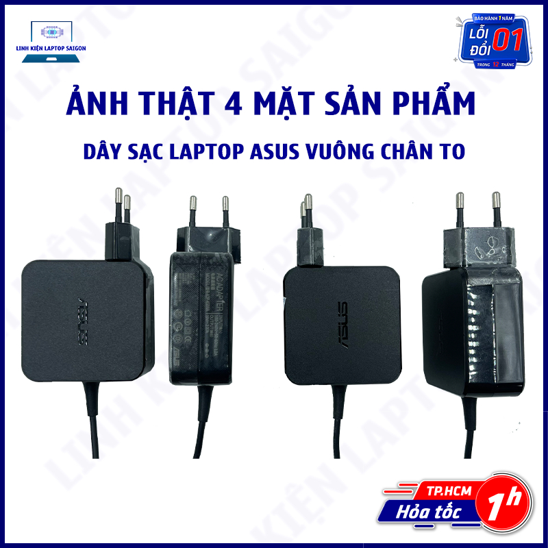 HCM l Sạc laptop Asus vuông chân TO 19V 2.37A 45W 5.5*2.5mm - Linh kiện Laptop Sài Gòn