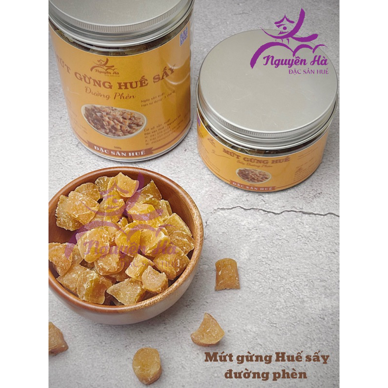 Mứt Gừng Sấy Đường Phèn gói 500g, giảm ho, giải cảm và giúp ấm người