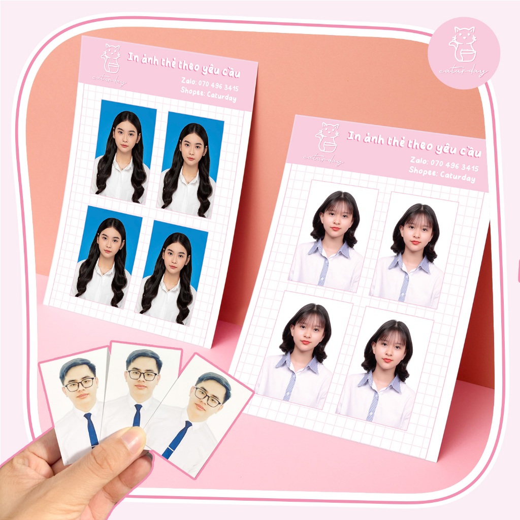 In ẢNH THẺ 3x4, 4x6, 2x3, visa, tất cả cỡ ảnh - Có Thay Phông nền | Caturday