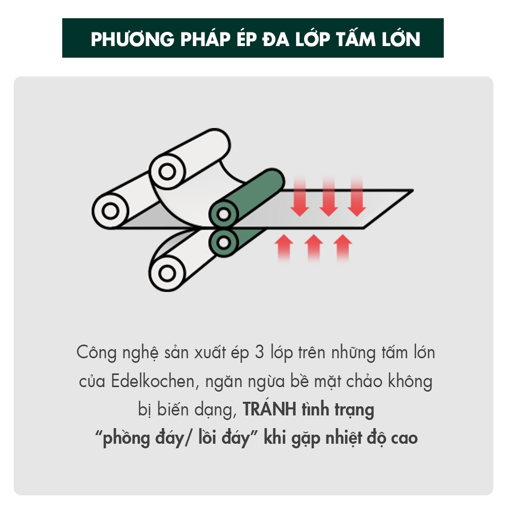 Chảo rán bánh Pancake inox 3 lớp nguyên khối phủ chống dính Ceramic Edelkochen 24/28cm – Màu Cream