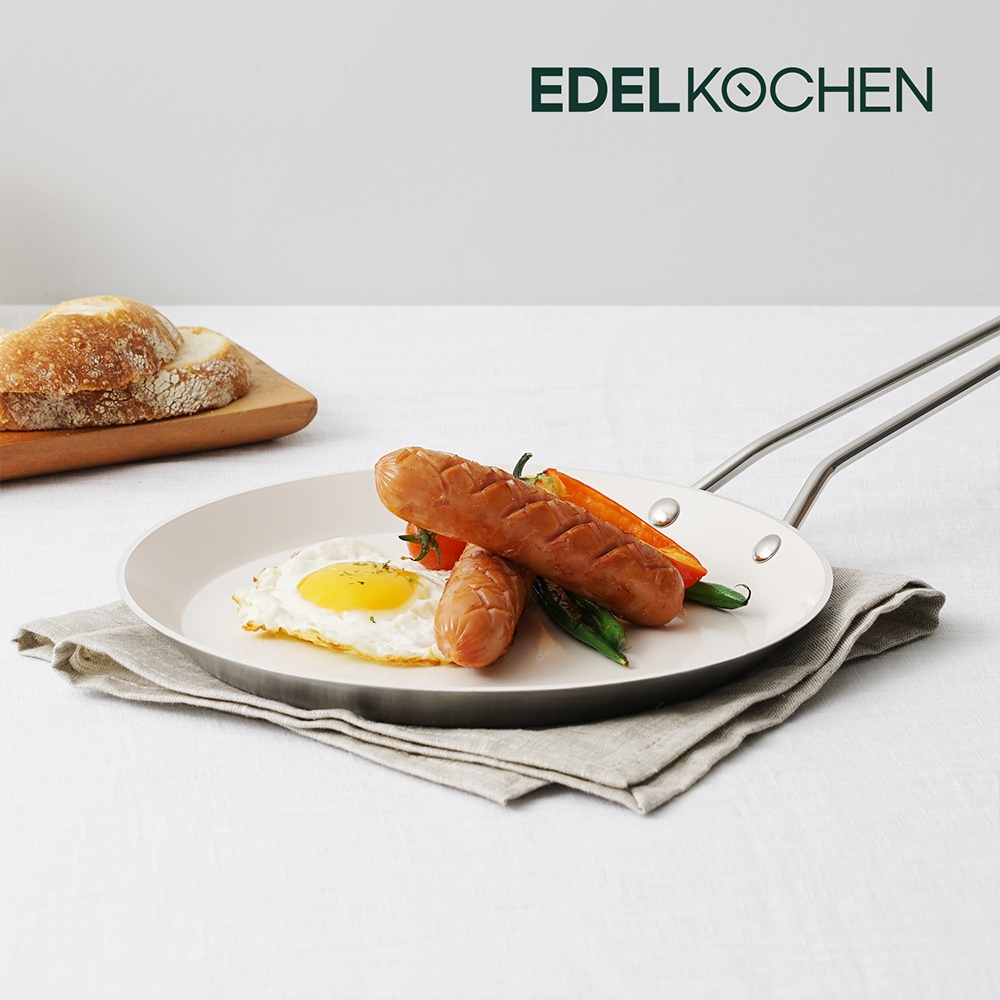 Chảo rán bánh Pancake inox 3 lớp nguyên khối phủ chống dính Ceramic Edelkochen 24/28cm – Màu Cream