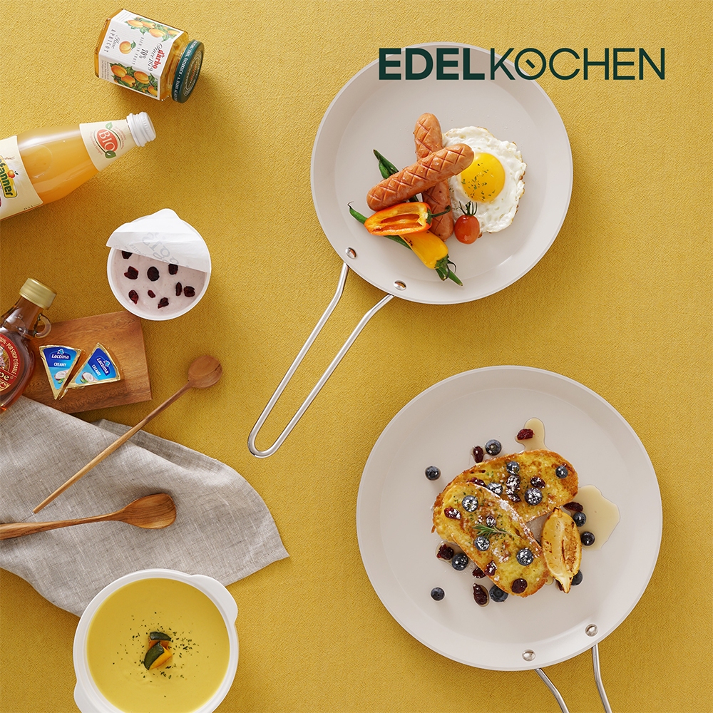 Chảo rán bánh Pancake inox 3 lớp nguyên khối phủ chống dính Ceramic Edelkochen 24/28cm – Màu Cream