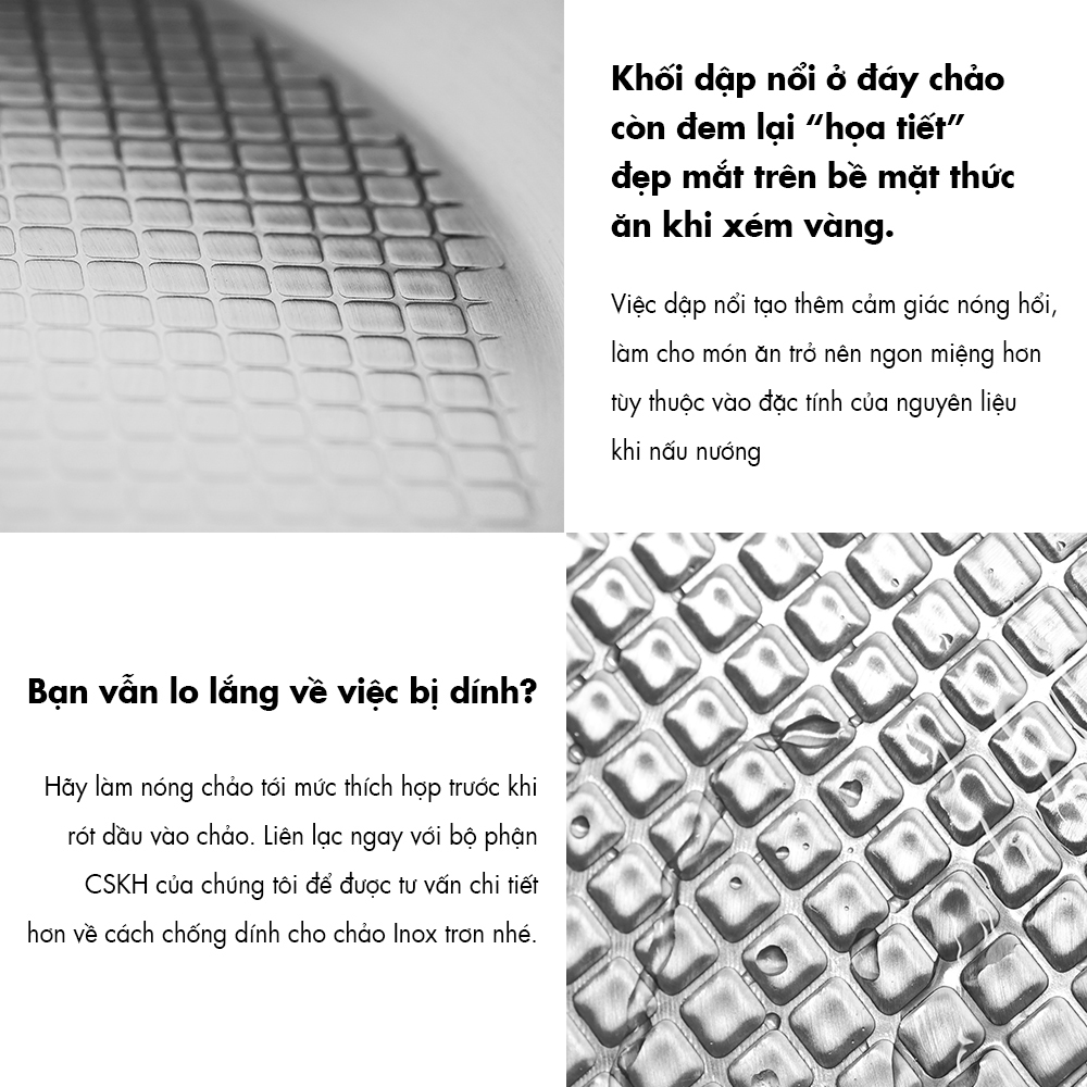 Chảo chiên inox 3 lớp nguyên khối Edelkochen Kubis Collection 24/28cm
