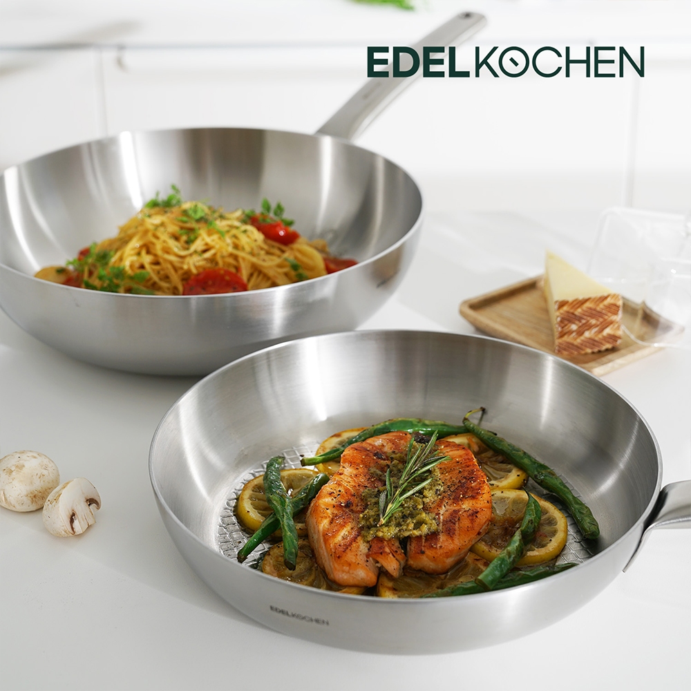 Chảo chiên inox 3 lớp nguyên khối Edelkochen Kubis Collection 24/28cm