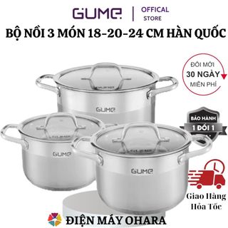 Bộ nồi 3 món gume inox 304 cao cấp nhập khẩu hàn quốc - bảo hành 5 năm