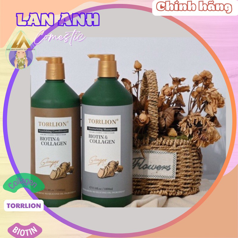 Dầu gội xả Gừng Biotin &amp; Collagen TORRLION dung tích 1000ml