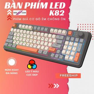 Bàn Phím Máy Tính Giả Cơ MinCom Led 7 Màu Xinmeng K82 Tích Hợp Núm Xoay Đa Năng, Dùng Chơi Game Cho Máy Tính Laptop