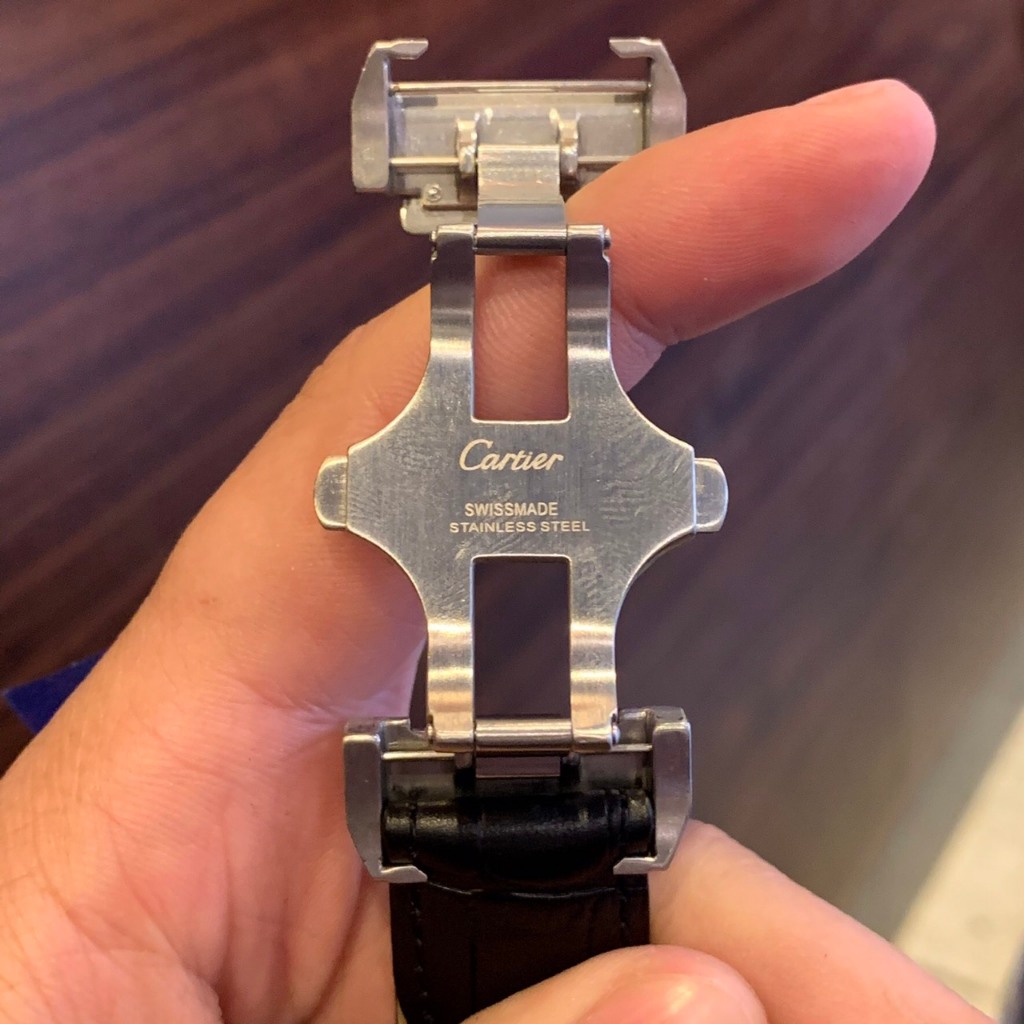 Đồng hồ nam Cartier Santos 40mm máy cơ Miyota Nhật, full đá CZ, dây da cá sấu cao cấp