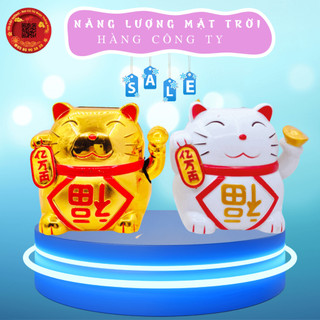 Mèo thần tài vẫy tay phúc đáo năng lượng mặt trời, vật phẩm phong thủy thờ cúng, trang trí xe đẹp - TỎI CÁT TƯỜNG