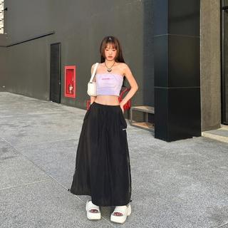 Chân váy dù suông dài rút dây clélie | clélie skirt