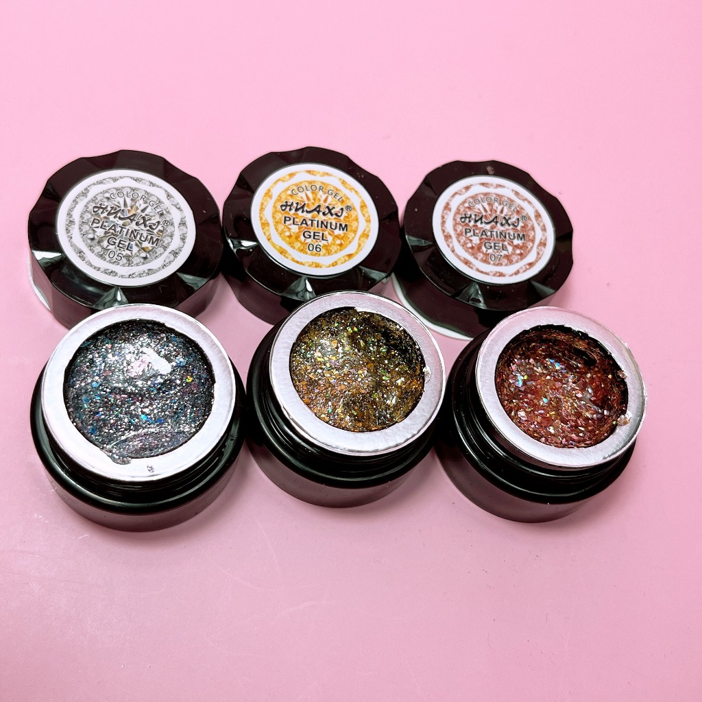 Gel Vẽ Móng Nhũ Viền HUAXI, Gel Vẽ Nail Đặc, Chuẩn Màu, Sáng