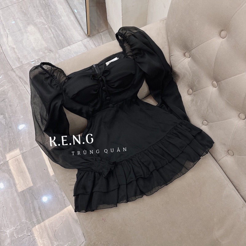 Váy tơ tầng chân bèo dạo phố siêu xinh