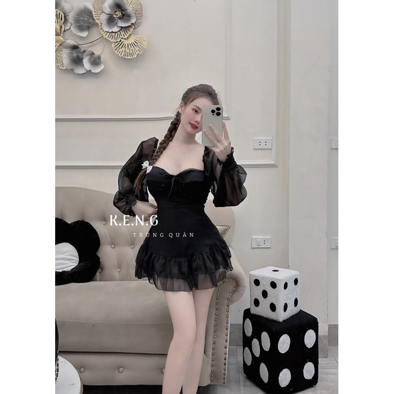 Váy tơ tầng chân bèo dạo phố siêu xinh