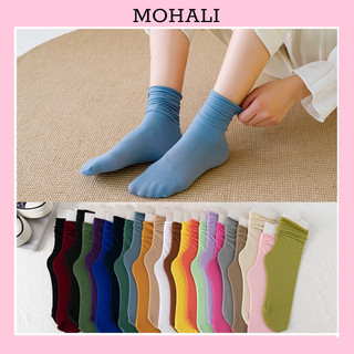 Tất nữ cổ cao vớ trơn dài chun nhún cotton kháng khuẩn thời trang hàn quốc giá rẻ MOHALI VC016