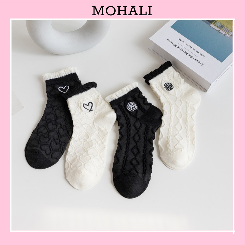 Vớ Tất Trơn Lửng Ren Thêu nữ tính dành các đôi giày đốc giày xuka Nam Và Nữ 35-41 MRSOCKS VC035M