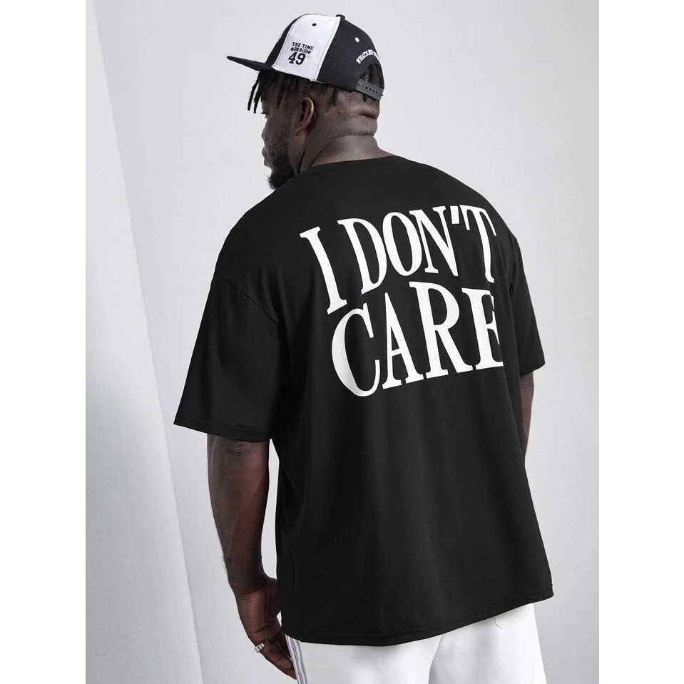 Áo thun cotton màu đen in chữ đẹp thời trang bigsize nam cỡ đại < 140kg - dontcare