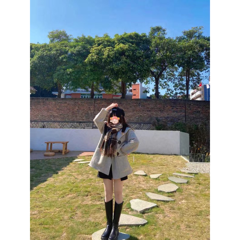 Áo khoác Dạ ép có mũ khuy sừng màu S/M/L/XL phong cách Hàn Quốc