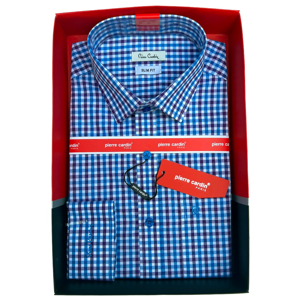 Áo Sơ Mi Nam, Sơ Mi Xanh Navy Tím Than Nano Dài Tay, Sơ Mi Nam Pierre Cardin Chính Hãng Hàng Xuất Dư Xịn Mẫu Hàn Quốc
