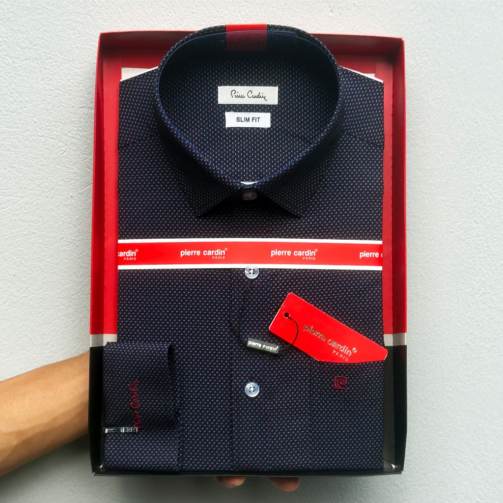 Áo Sơ Mi Nam, Sơ Mi Xanh Navy Tím Than Nano Dài Tay, Sơ Mi Nam Pierre Cardin Chính Hãng Hàng Xuất Dư Xịn Mẫu Hàn Quốc