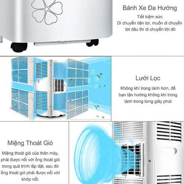 Máy lạnh di động 9000BTU điều hòa di động mini làm lạnh hút ẩm portable air conditioner