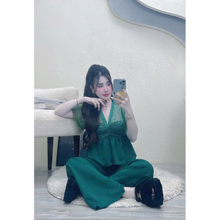 Bộ lụa tiểu thư phối ren mềm, lụa mango mềm, mịn ko nhăn