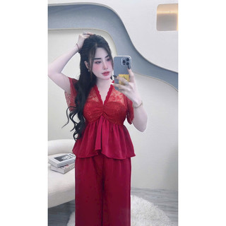 Bộ lụa tiểu thư phối ren mềm, lụa mango mềm, mịn ko nhăn