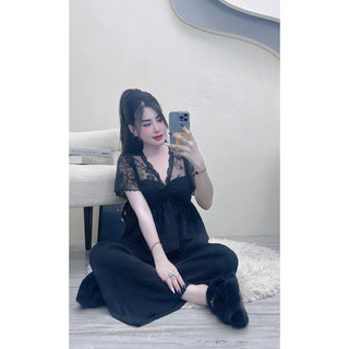 Bộ lụa tiểu thư phối ren mềm, lụa mango mềm, mịn ko nhăn
