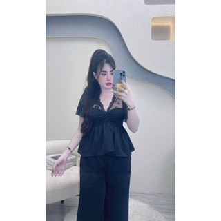 Bộ lụa tiểu thư phối ren mềm, lụa mango mềm, mịn ko nhăn