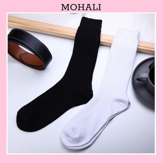 Vớ cổ cao tất cao trơn bắp Hàn Quốc bo gân cotton kháng khuẩn freesize nam nữ MOHALI VC101