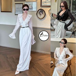 Áo croptop nữ kiểu cột nơ dài tay khoét ngực màu trắng đen "BÈO"