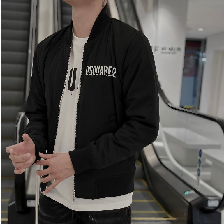 Áo Khoác Bomber DQ Phối Hoạ Tiết Logo Mặt Sau Siêu Chất -  Áo Khoác Bomber Nam DSQQ In Hình Siêu Đẹp