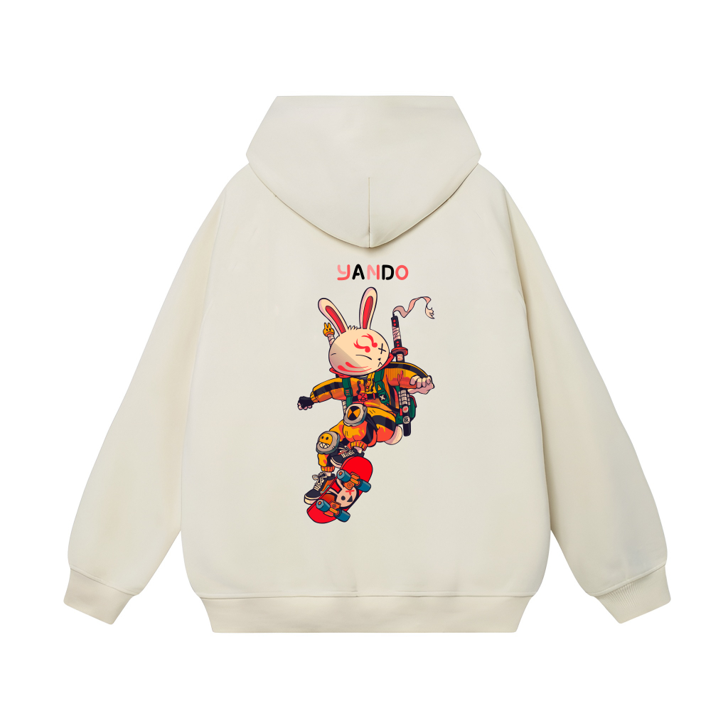 [Size M] Áo Hoodie Form Rộng YANDO OUTFITS P1001 Rabit skate Nỉ Cotton French Terry 350GSM Local Brand