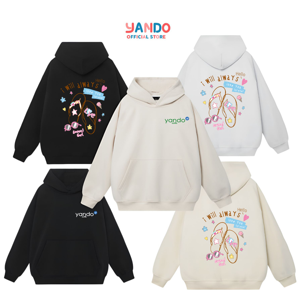 [Size XL] Áo Hoodie Form Rộng YANDO OUTFITS P1004 slippers Thousand 350GSM Local Brand