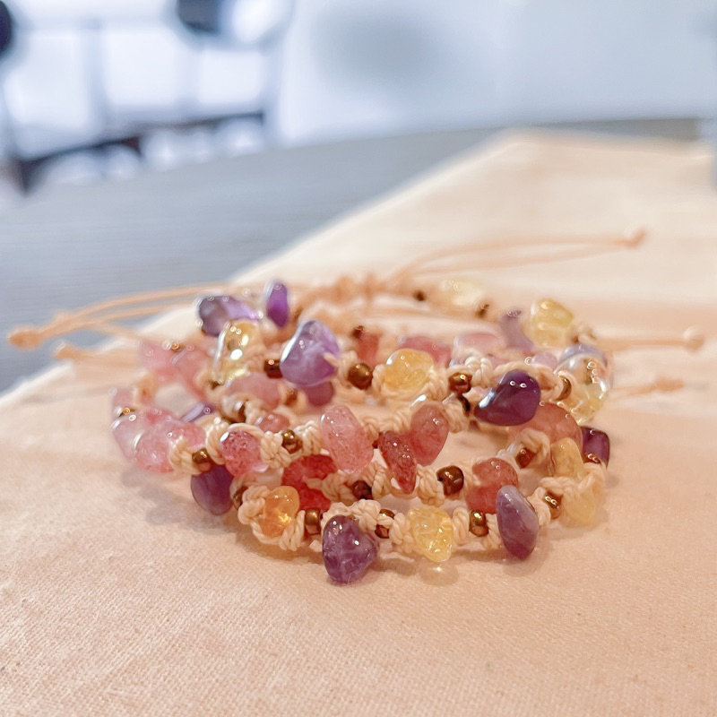 Lắc đeo tay Strawberry Quartz - T.Anh dâu tây & Amethyst x Citrine