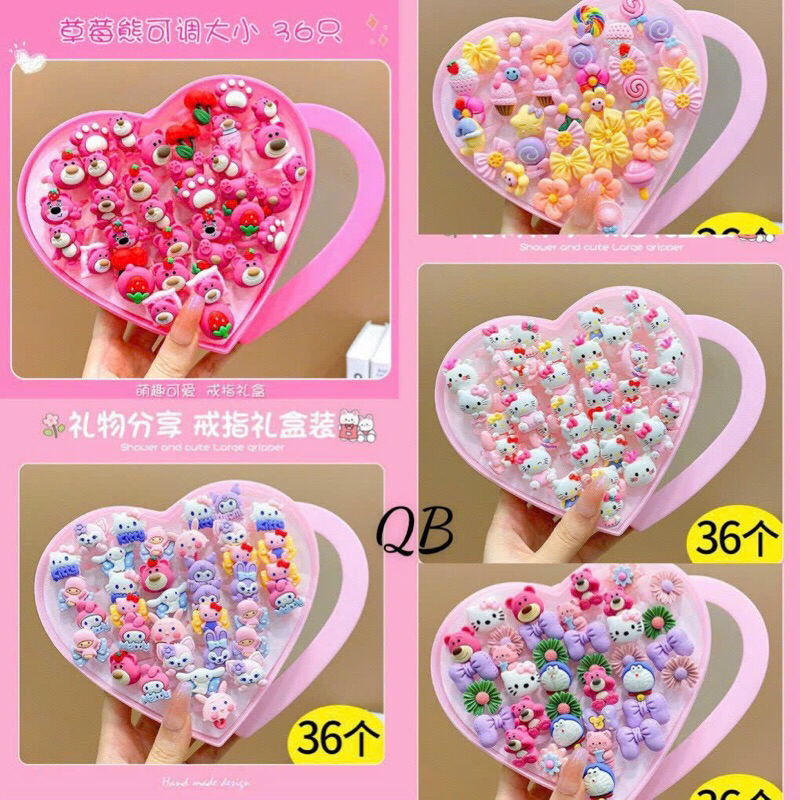 Set 36 nhẫn trẻ em nhiều hình ngộ nghĩnh