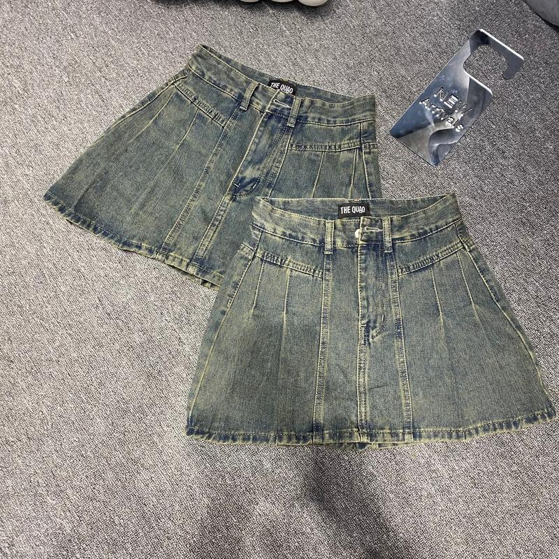 Chân Váy Xếp Ly Dáng Ngắn Màu Bụi Rêu Chất QC LB06