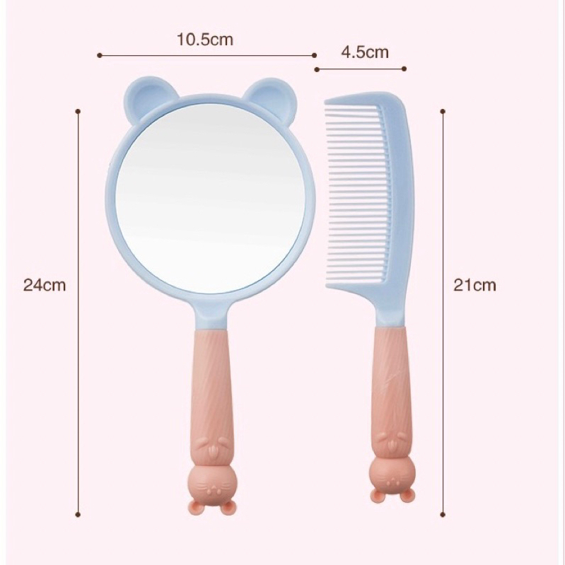 Set Gương Kèm Lược Cầm Tay Trang Điểm Hình Thú Cưng