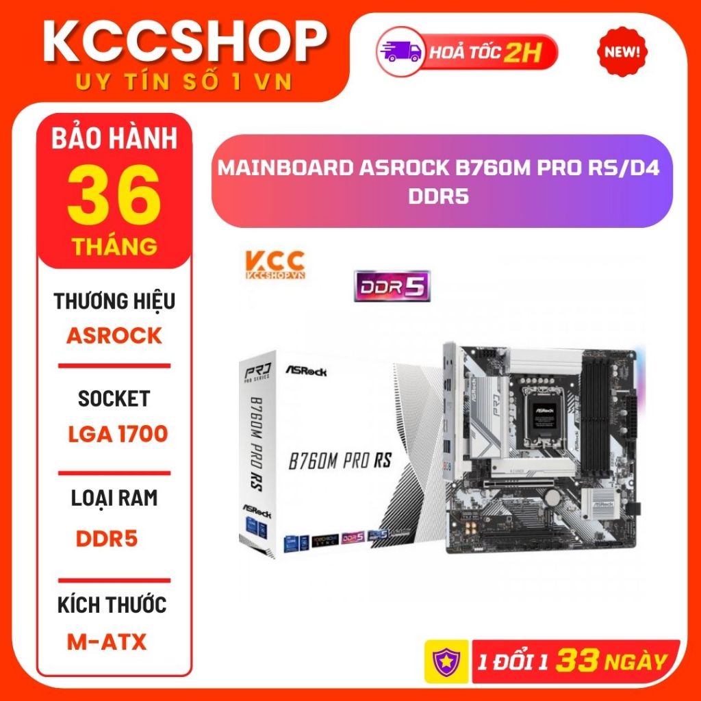 Mainboard ASRock B760M Pro RS DDR5 - Bảo Hành Chính Hãng 3 Năm